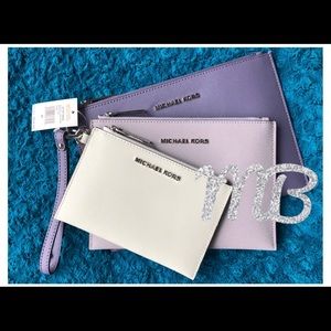 MK Amethyst Jet Set Leather Wristlet Trio
